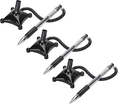 Abaodam 3pcs Black 0.5mm Counter Pen with Chain Desktop Ballpoint Pen Business Signature for Office Bank and Hotel Guest Book Signing in Kuwait