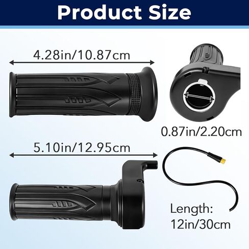 2Set 20X Full Twist Throttle Grips Kit with Waterproof Connecctor, 12V-72V, 22.2mm, 3 Pin Connecter E Bike Full Twist Throttle for Scooter, Full Twist Throttle for MacFox in Kuwait
