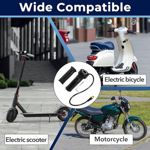 2Set 20X Full Twist Throttle Grips Kit with Waterproof Connecctor, 12V-72V, 22.2mm, 3 Pin Connecter E Bike Full Twist Throttle for Scooter, Full Twist Throttle for MacFox in Kuwait