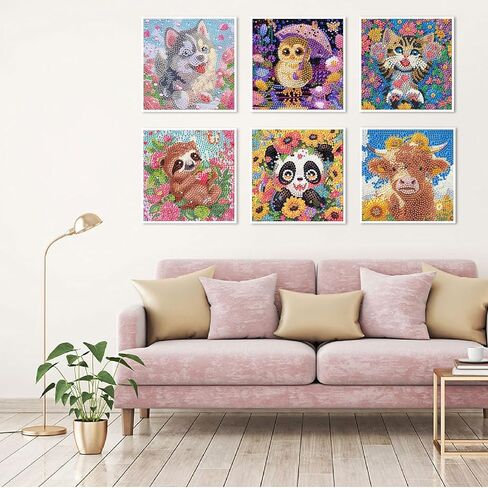 loveshang 6 حزمة 5d الماس مجموعات الرسم للأطفال المبتدئين، الحفر الكامل لطيف الحيوانات الماس مجموعات الفن، الماس الفنون والحرف الفنية للأطفال الذين تتراوح أعمارهم بين 4-8-12، المنزل in Kuwait