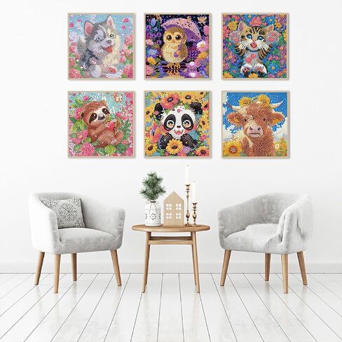 loveshang 6 حزمة 5d الماس مجموعات الرسم للأطفال المبتدئين، الحفر الكامل لطيف الحيوانات الماس مجموعات الفن، الماس الفنون والحرف الفنية للأطفال الذين تتراوح أعمارهم بين 4-8-12، المنزل in Kuwait