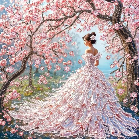 PINFFSHU Pink Diamond Art Kits for Adults Beginner,Beauty Girl Special Shape Diamond Painting Kits, DIY Diamond Crystal Rhinestones Painting Kits for Home Wall Decor Gift 12X12in in Saudi Arabia