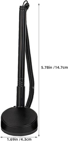 SEWACC 8pcs Black Secure Counter Pens with Base and Chain, Desktop Reception Signing Pens for Business Guest Book, Smooth Writing Office Signature Supplies in Kuwait