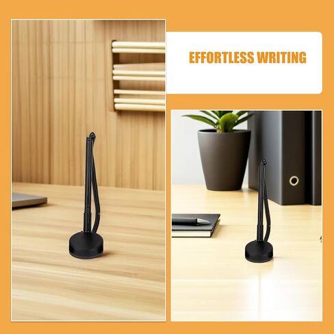 SEWACC 8pcs Black Secure Counter Pens with Base and Chain, Desktop Reception Signing Pens for Business Guest Book, Smooth Writing Office Signature Supplies in Kuwait