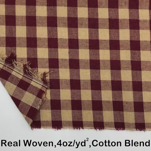 Vintage Red Plaid Homespun Fabric 130gsm Cotton Blend 57" Wide x 1 Yard pre Cut in Kuwait
