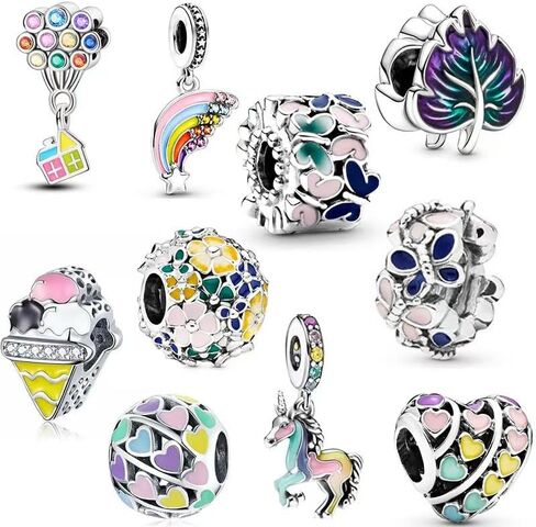 10 Pack Diy Charm Beads Suit, 925 Sterling Silver Pendant Dangle Charm Fit for Bracelet,Creative jewelry combination,Jewelry Gift for Women Wife in Saudi Arabia