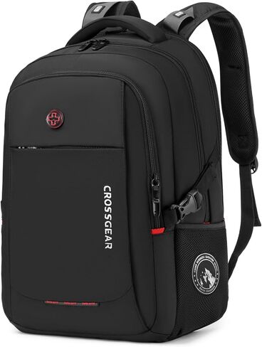 CROSSGEAR Ergonomic 30% Reduce Shoulder Strain, Large Work Backpack Fits 16 Inch Laptop, Lightweight Waterproof Laptop Backpack, Carry-On Friendly, Bookbag for Work Commute and Travel, Black in Saudi Arabia