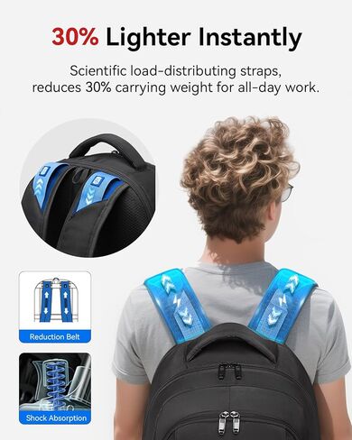 CROSSGEAR Ergonomic 30% Reduce Shoulder Strain, Large Work Backpack Fits 16 Inch Laptop, Lightweight Waterproof Laptop Backpack, Carry-On Friendly, Bookbag for Work Commute and Travel, Black in Saudi Arabia