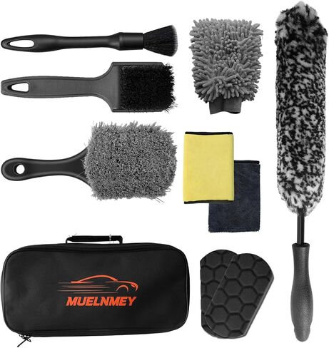 8PCS Car Wheel Brush kit,Wheel Cleaner Brush, Microfiber Cleaning Cloth,Soft Bristle Rim Brush,Tire Polishing Application Pad,Drying Towel.Tire Cleaning Brush Kit for Trucks, Cars, RVs in Saudi Arabia