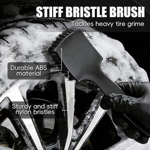 8PCS Car Wheel Brush kit,Wheel Cleaner Brush, Microfiber Cleaning Cloth,Soft Bristle Rim Brush,Tire Polishing Application Pad,Drying Towel.Tire Cleaning Brush Kit for Trucks, Cars, RVs in Saudi Arabia