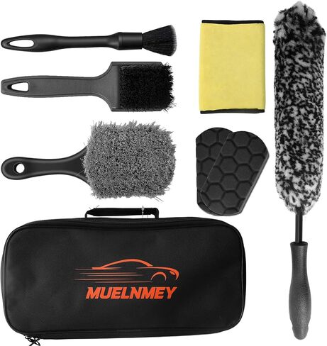 8PCS Car Wheel Brush kit,Wheel Cleaner Brush, Microfiber Cleaning Cloth,Soft Bristle Rim Brush,Tire Polishing Application Pad,Drying Towel.Tire Cleaning Brush Kit for Trucks, Cars, RVs in Saudi Arabia
