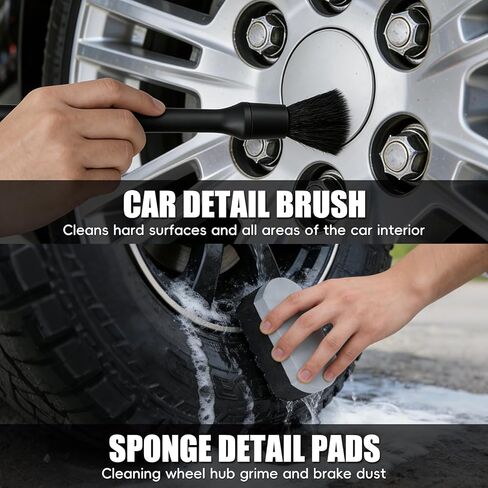 8PCS Car Wheel Brush kit,Wheel Cleaner Brush, Microfiber Cleaning Cloth,Soft Bristle Rim Brush,Tire Polishing Application Pad,Drying Towel.Tire Cleaning Brush Kit for Trucks, Cars, RVs in Saudi Arabia