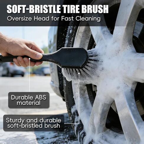 8PCS Car Wheel Brush kit,Wheel Cleaner Brush, Microfiber Cleaning Cloth,Soft Bristle Rim Brush,Tire Polishing Application Pad,Drying Towel.Tire Cleaning Brush Kit for Trucks, Cars, RVs in Saudi Arabia