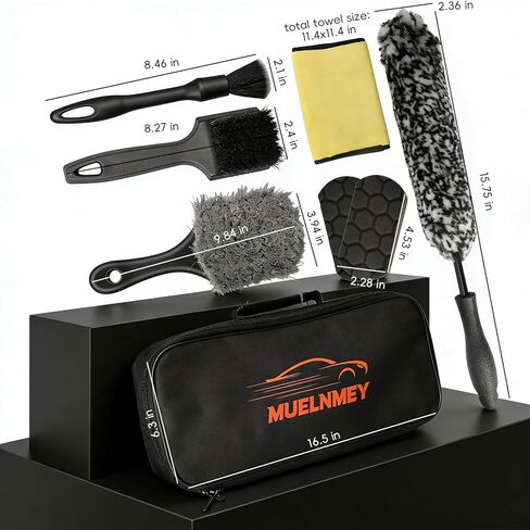 8PCS Car Wheel Brush kit,Wheel Cleaner Brush, Microfiber Cleaning Cloth,Soft Bristle Rim Brush,Tire Polishing Application Pad,Drying Towel.Tire Cleaning Brush Kit for Trucks, Cars, RVs in Saudi Arabia
