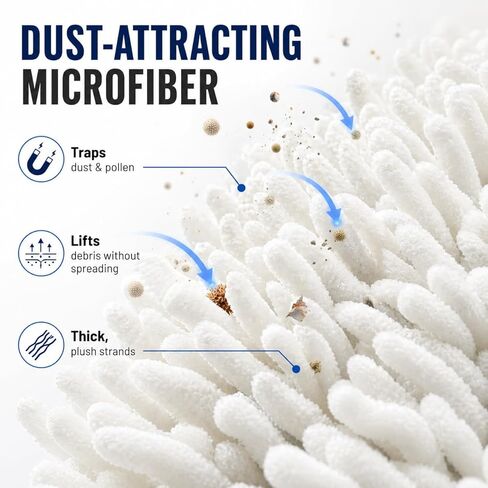 HI-TECH Industries Microfiber Jumbo Duster MFJD-1 - منفضة سيارة خالية من الخدوش مقاس 27 بوصة لحبوب اللقاح والغبار والحطام الخفيف، آمنة على طلاء الكروم والزجاج، وتتضمن حقيبة تخزين in Kuwait