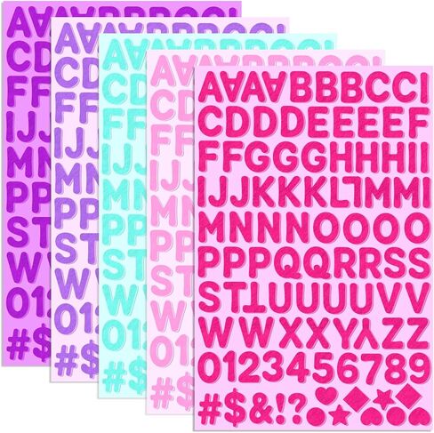 Felt Letters, 490 Pcs Felt Letter Stickers 1 Inch Self-Adhesive Alphabet Number and Shapes Stickers for Scrapbook Supplies Fabric DIY Crafts Classroom Preschool & Homeschool Learning Decor (Colorful) in Saudi Arabia