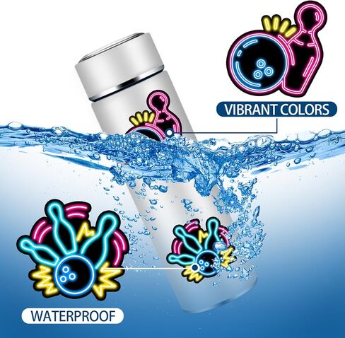 50PCS Neon Bowling Stickers Bowling Party Favors Birthday Party Decorations Vinyl Waterproof Stickers for Water Bottle Laptop Luggage Helmet in Saudi Arabia