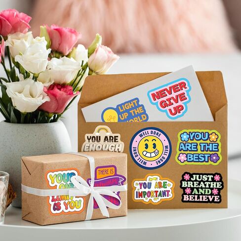 HomSeon 300PCS Motivational Stickers, Positive Affirmation Encouraging Stickers for Kids Teens Adults, Waterproof Inspirational Decals for Water Bottles Laptops Classroom in Saudi Arabia