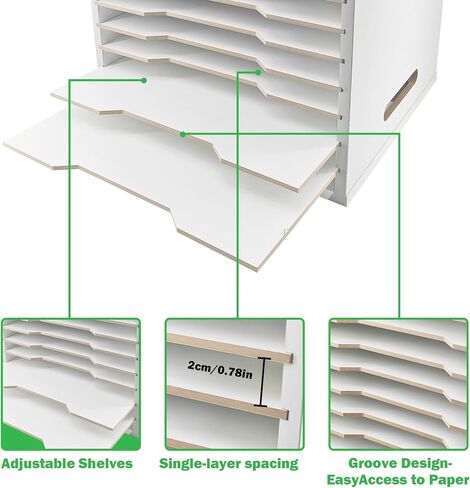 12"x12" Scrapbook Paper Organizer Storage, Wood Desk File Organizer with Adjustable Shelves, 15 Slot File Sorter Storage, Document Holder, Desktop Scrapbook Paper Organizer Rack for Home Office School in Saudi Arabia