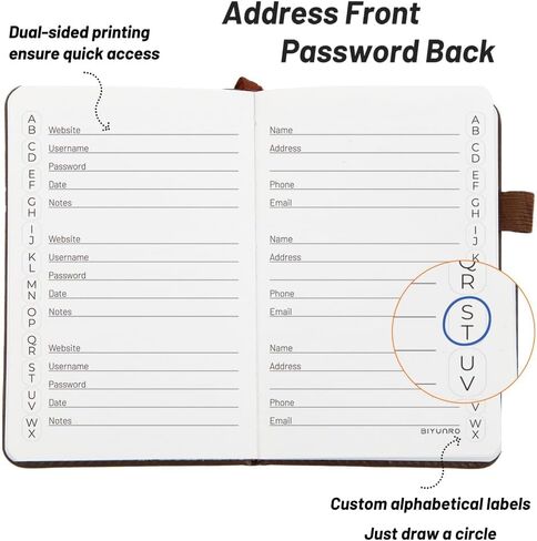 Small Pocket Notebook, Mini Address Book & Password Book (Brown) in Saudi Arabia