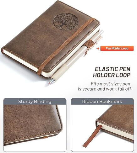 Small Pocket Notebook, Mini Address Book & Password Book (Brown) in Saudi Arabia