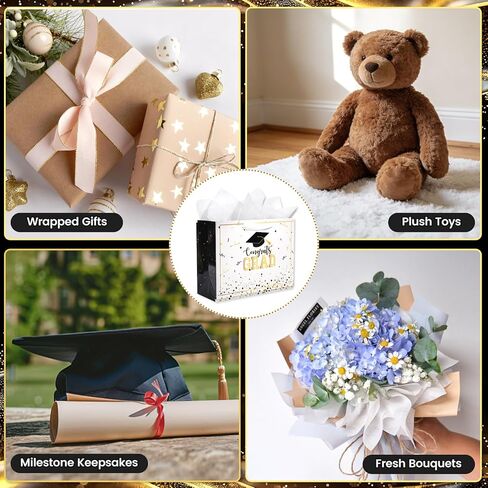 Nihuecne 13" Graduation Gift Bags with Tissue Paper, 4 Pack Paper Gift Bags with Handles for College & High School Graduates Grad Party, 4 Designs in Saudi Arabia