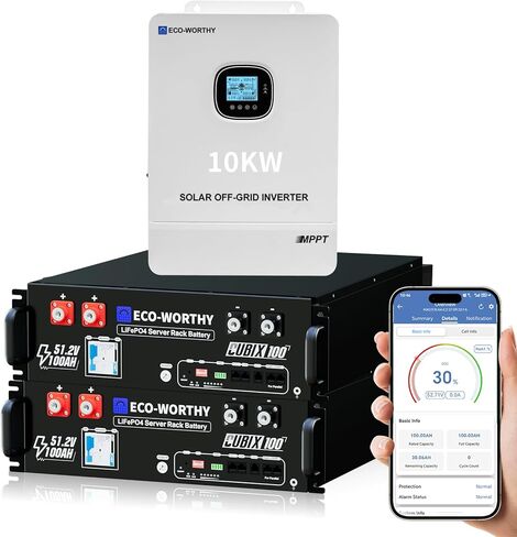 ECO-WORTHY Home Power Station Backup Power,5120Wh LiFePO4 Battery Support Communication,Bluetooth and WiFi,AC 5000W Inverter,1Hr/2.5Hr Fast Charge,for Home Backup,Emergency,Solar System Components in Saudi Arabia