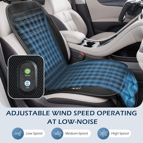Cooling Car Seat Cushion with Dual Fans, 12V-24V Ventilated Front Seat Pad, Breathable Mesh Fabric, 3-Speed Adjustment, Enhanced Airflow, Universal Fit for Cars, Trucks, SUVs in Saudi Arabia