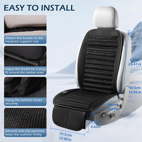 Cooling Car Seat Cushion with Dual Fans, 12V-24V Ventilated Front Seat Pad, Breathable Mesh Fabric, 3-Speed Adjustment, Enhanced Airflow, Universal Fit for Cars, Trucks, SUVs in Saudi Arabia