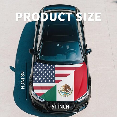 غطاء غطاء السيارة 4x5ft Mexico Ameri ca Friendship، لافتة غطاء محرك السيارة، ملاءمة عالمية، بوليستر مرن، قابل للتمدد، أغطية غطاء محرك السيارة الوطنية in Kuwait
