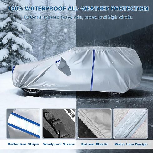 Car Cover Fit for Jeep Wrangler JK JL CJ YJ TJ 2 Door 2025-1987 Waterproof All Weather Full Truck Cover for Wrangler Covers with Zipper Door for Snow, Sun, Rain in Kuwait