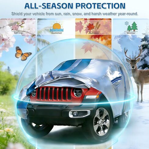 Car Cover Fit for Jeep Wrangler JK JL CJ YJ TJ 2 Door 2025-1987 Waterproof All Weather Full Truck Cover for Wrangler Covers with Zipper Door for Snow, Sun, Rain in Kuwait
