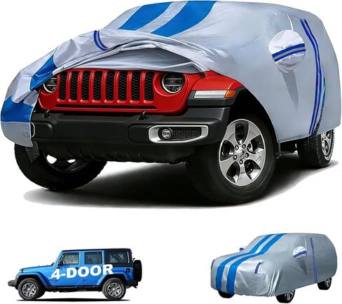 Car Cover Fit for Jeep Wrangler JK JL CJ YJ TJ 2 Door 2025-1987 Waterproof All Weather Full Truck Cover for Wrangler Covers with Zipper Door for Snow, Sun, Rain in Kuwait