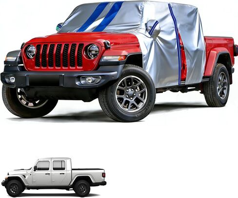 Car Cover Fit for Jeep Wrangler JK JL CJ YJ TJ 2 Door 2025-1987 Waterproof All Weather Full Truck Cover for Wrangler Covers with Zipper Door for Snow, Sun, Rain in Kuwait