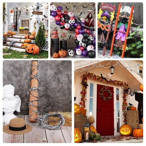Homoyoyo Halloween سلك شائك مزيف من البلاستيك سلك شائك دعامة لرعاة البقر الغربي ديكورات حفلات رعاة البقر فضية in Kuwait