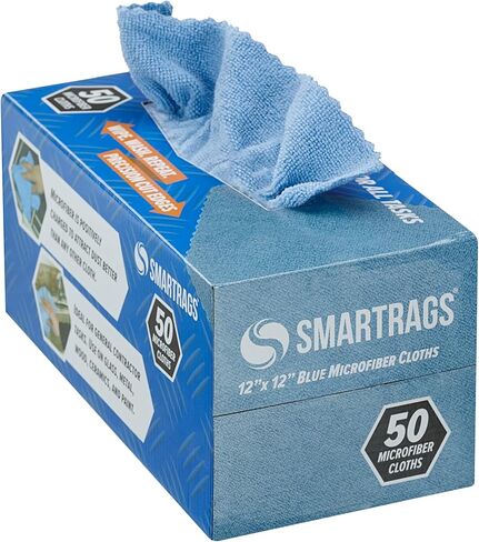 Arkwright Smart Rags Microfiber Cleaning Cloths, Pack of 50 in a Box, Lint Free 180 GSM Reusable Towels for Auto, Office and Household Cleaning, 12 x 12 in, White in Saudi Arabia