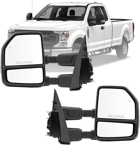 Driver Left and Passenger Right Side Towing Mirrors Fit for 2017 2018 2019 2020 Ford F250 F350 F450 F550 Super Duty - Power Heated with Turn Light,Spot Auxiliary Light Blacking Housing Pair in Saudi Arabia