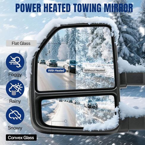 Driver Left and Passenger Right Side Towing Mirrors Fit for 2017 2018 2019 2020 Ford F250 F350 F450 F550 Super Duty - Power Heated with Turn Light,Spot Auxiliary Light Blacking Housing Pair in Saudi Arabia