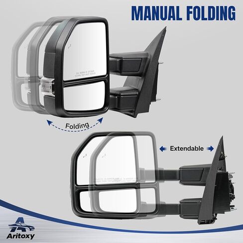 Driver Left and Passenger Right Side Towing Mirrors Fit for 2017 2018 2019 2020 Ford F250 F350 F450 F550 Super Duty - Power Heated with Turn Light,Spot Auxiliary Light Blacking Housing Pair in Saudi Arabia