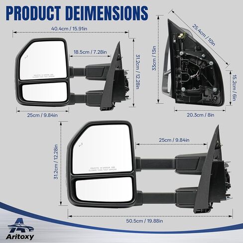 Driver Left and Passenger Right Side Towing Mirrors Fit for 2017 2018 2019 2020 Ford F250 F350 F450 F550 Super Duty - Power Heated with Turn Light,Spot Auxiliary Light Blacking Housing Pair in Saudi Arabia