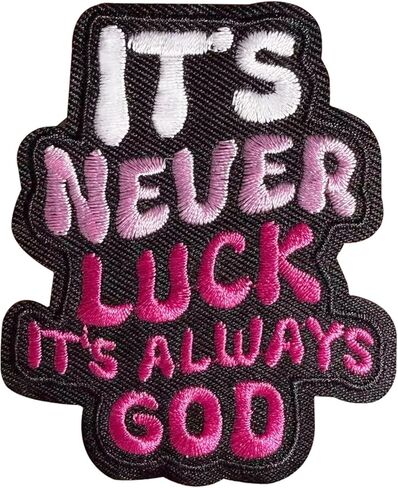 It's Never Luck It's Always God Embroidered Patch, DIY Decoration Iron On Patch for Clothes, 1PCS Sew On Applique Patches for Hat Backpack Jeans Jackets (Red) in Saudi Arabia
