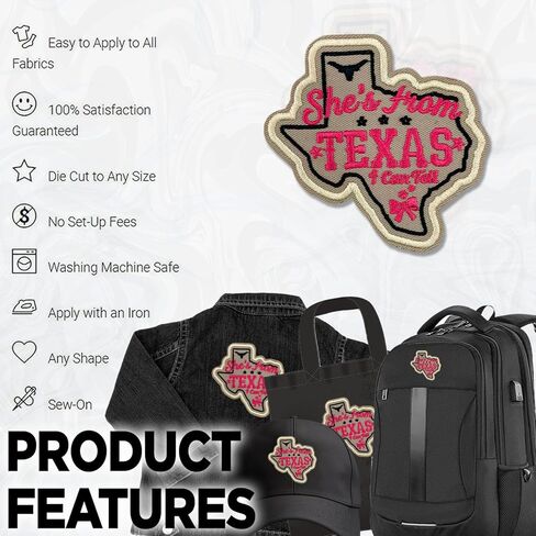 She's from Texas I Can Tell Patch 3 Inch Cowgirl Western Southern Girl Country Aesthetic Embroidered Patch Sew On Iron On for Backpack Jacket Hat Jeans DIY Accessories Gift for Men Women in Kuwait