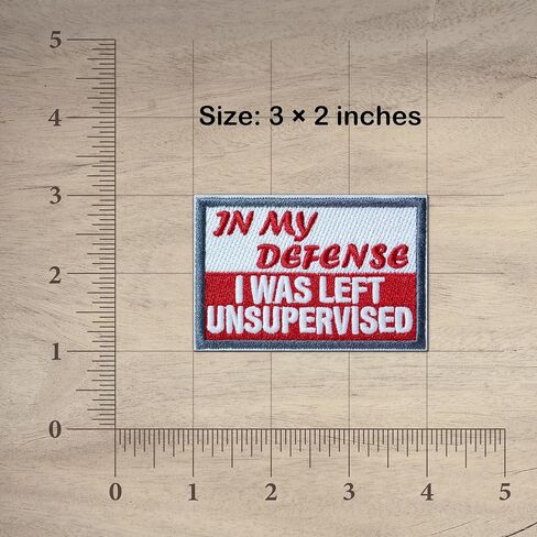 Funny Patch - in My Defense I was Left Unsupervised Tactical Hook & Loop Embroidered Emblem Glow-in-the-Dark Morale Patches (3"x2") in Saudi Arabia