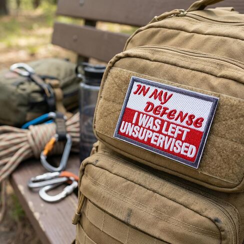 Funny Patch - in My Defense I was Left Unsupervised Tactical Hook & Loop Embroidered Emblem Glow-in-the-Dark Morale Patches (3"x2") in Saudi Arabia