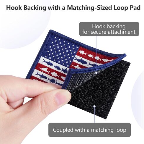 BASSDASH 6 Pcs Tactical American Fishes Flag Patches Embroidered Morale Hook and Loop for Military Backpack Hat Vest Jacket in Kuwait