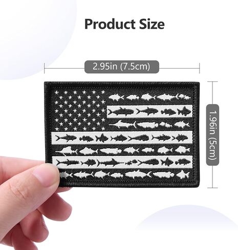 BASSDASH 6 Pcs Tactical American Fishes Flag Patches Embroidered Morale Hook and Loop for Military Backpack Hat Vest Jacket in Kuwait