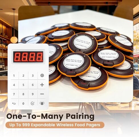 نظام بيجر للمطاعم، نظام اتصال لاسلكي بلوحة مفاتيح تعمل باللمس بطول 1312 قدم، 20 جهاز استدعاء مطاطي محمي للمطاعم، شاحنة الطعام، الفندق، الكنيسة، المقهى للاستخدام الداخلي والخارجي in Kuwait