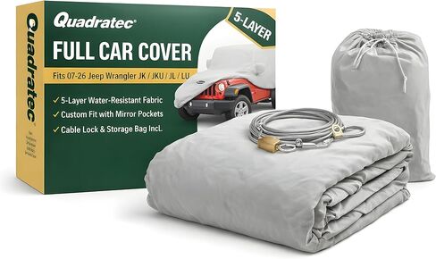 Quadratec Softbond 5-Layer Car Cover - Fits Jeep Wrangler JKU & JLU 2007-2023 - Jeep Cover Jeep Wrangler Cover Jeep Wrangler Rain Cover Jeep Rain Cover 4 Door - Includes Storage Tote in Saudi Arabia