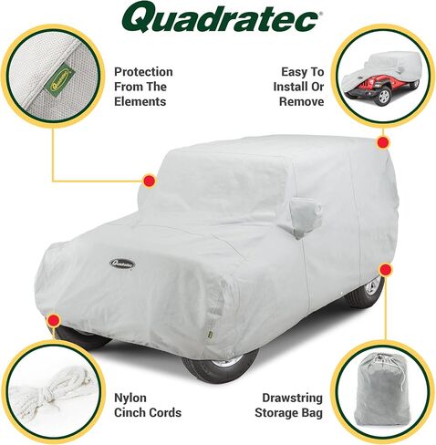 Quadratec Softbond 5-Layer Car Cover - Fits Jeep Wrangler JKU & JLU 2007-2023 - Jeep Cover Jeep Wrangler Cover Jeep Wrangler Rain Cover Jeep Rain Cover 4 Door - Includes Storage Tote in Saudi Arabia