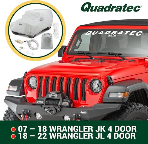 Quadratec Softbond 5-Layer Car Cover - Fits Jeep Wrangler JKU & JLU 2007-2023 - Jeep Cover Jeep Wrangler Cover Jeep Wrangler Rain Cover Jeep Rain Cover 4 Door - Includes Storage Tote in Saudi Arabia